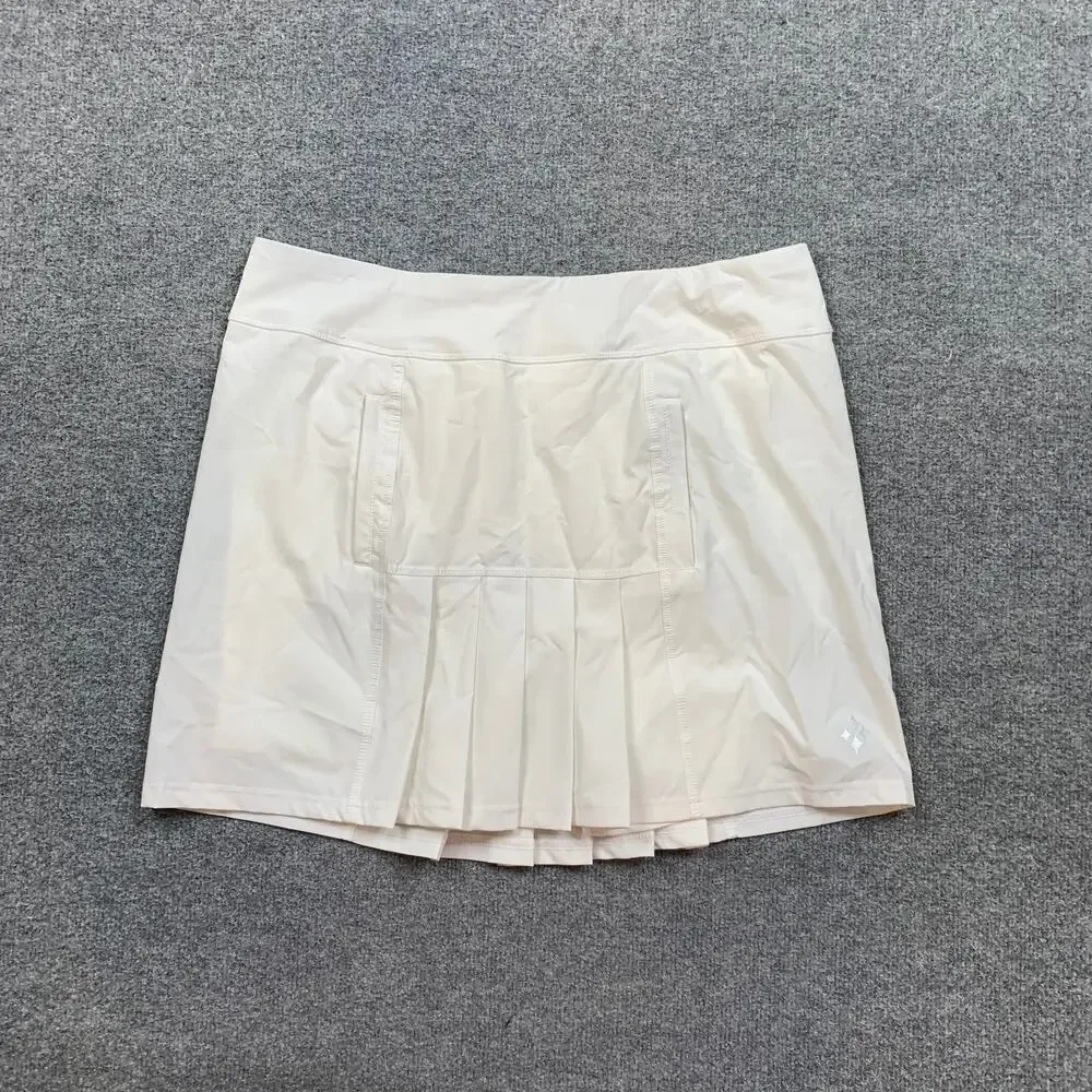 Jofit Skort Women Large Ivory Dash Golf Tennis Pleated Mid Panels Undershorts